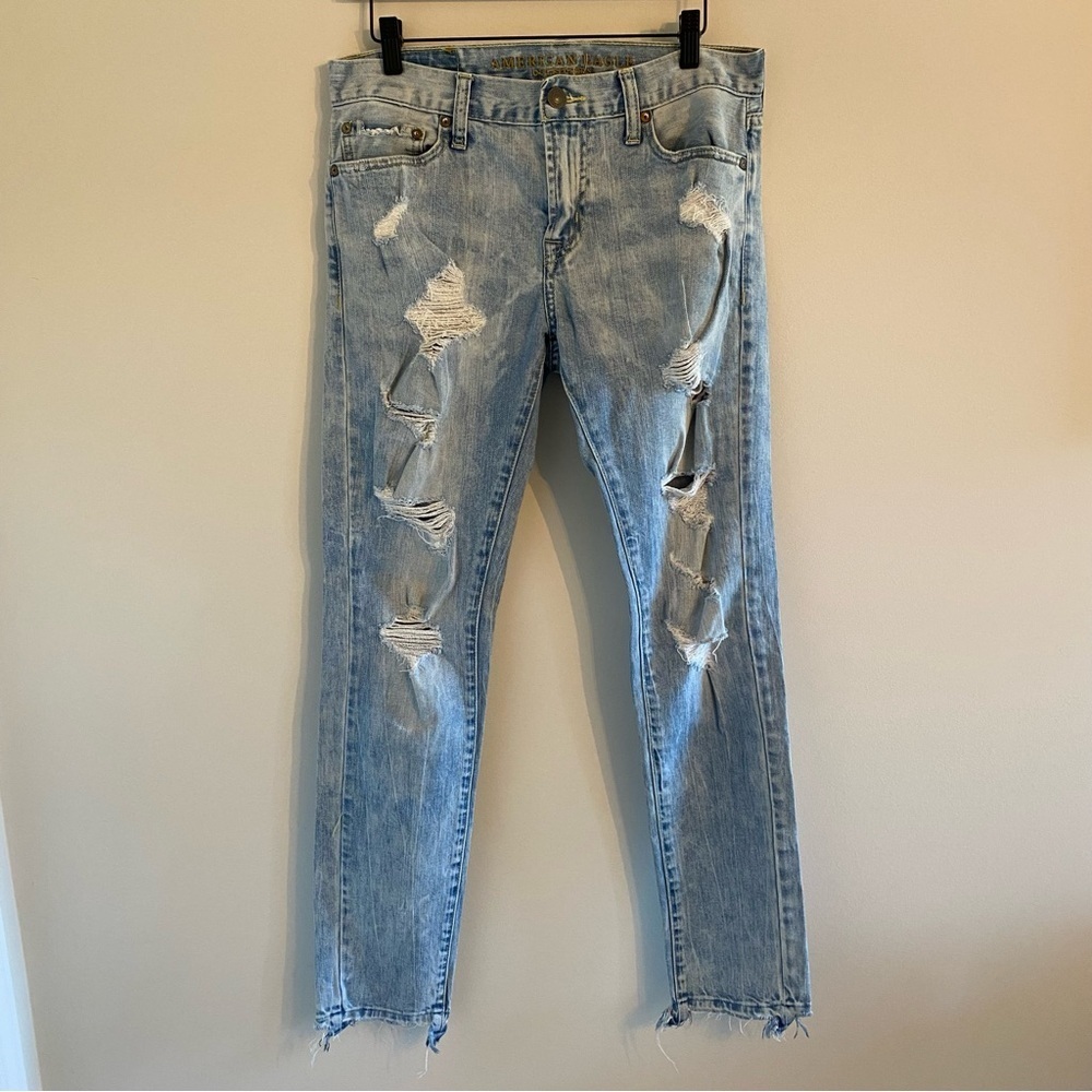 American Eagle Men's Flex Distressed Ripped Light Wash Skinny Jeans Size 30X32